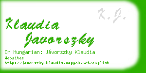 klaudia javorszky business card
